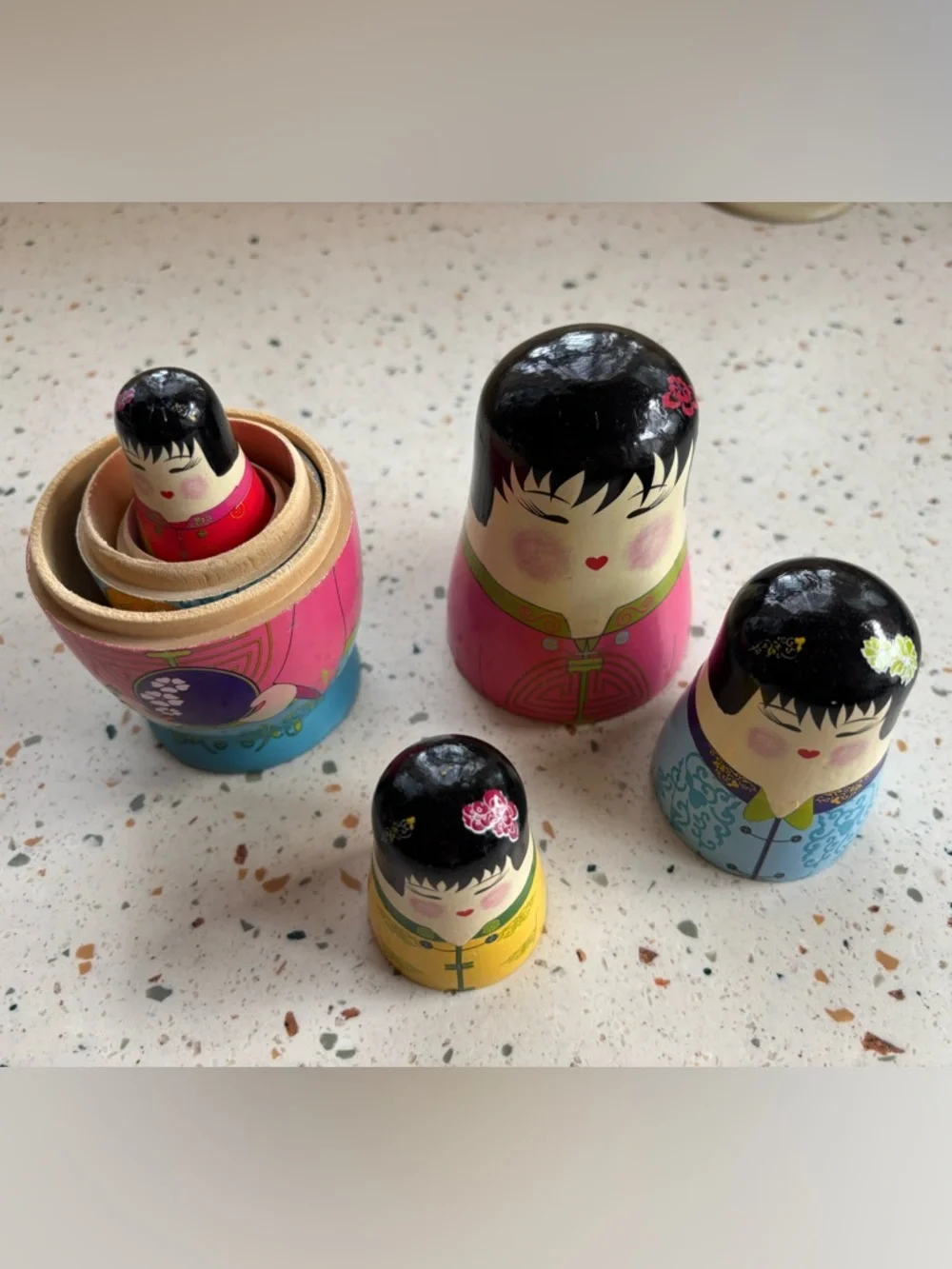 Pier 1 Hand-Painted‎ Wooden Chinese Nesting Dolls -